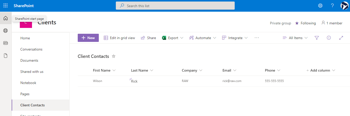 New SharePoint List