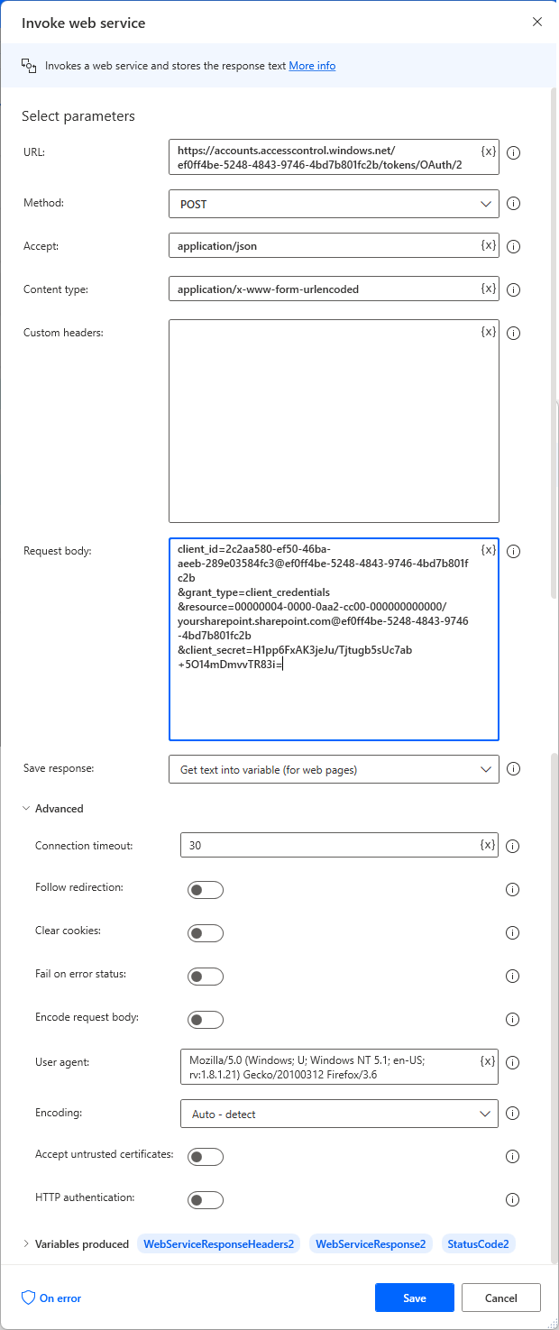 Inovke web service for authentication